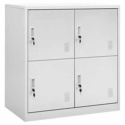 BAZZI Fächerschrank Schließfachschrank, Wertfachschrank, Mit 4 Schließfächern, Metallspind Hellgrau, 90x45x92,5 cm, Lagerschrank, Metallschrank, Spind, Schließfächer, Kleiderschrank