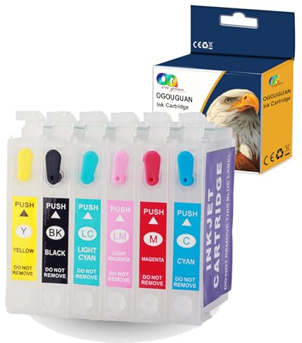 OGOUGUAN Caidi 1 Set leere Druckerpatronen, Tintenpatronen, nachfüllbar, T079, kompatibel mit Stylus Photo 1400, 1500W, P50, PX650, PX660, PX700W, PX710FW, PX720WD