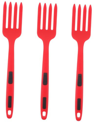 TOPBATHY Juego De 3 Tenedores De Cocina Para Fideos De Silicona Grandes Antiadherentes Cómodos De Sostener Resistentes Al Calor Esenciales.