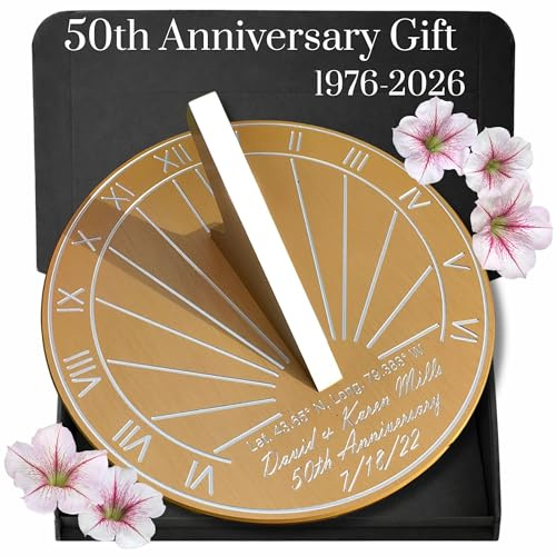 Apollo Sundials 50th Wedding Sundial - Custom Engraved & Calibrated 50th Wedding 50 Year for Couple -50th for Couple (16 inch)