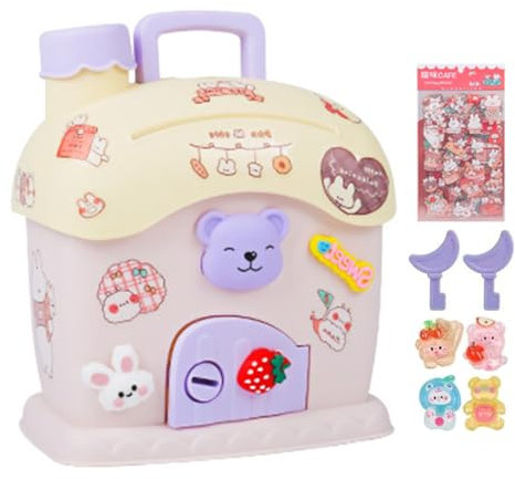 CHENKEE Hucha Infantil,Huchas Niño,Bonito Tarro de Ahorro para Niños,Hucha con Llave para Regalos de Huchas Infantiles (Morado)