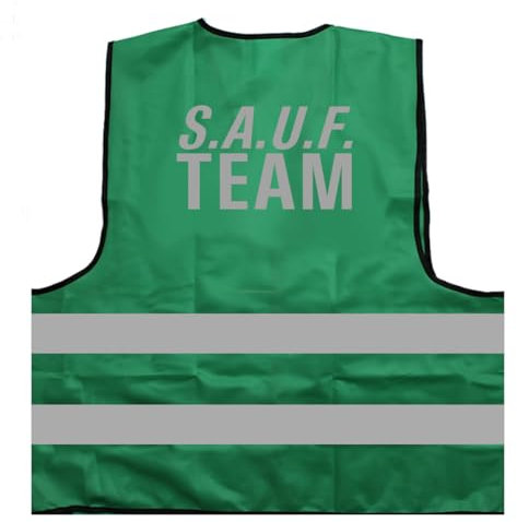 Sauf Team JGA Warnweste BZW. Signalweste mit reflektierendem Aufdruck - Größe L/XL, Grün