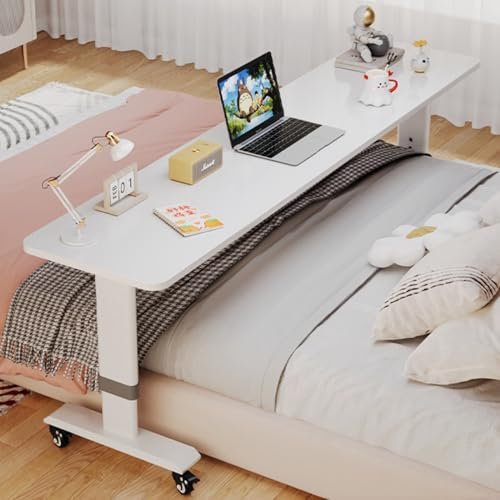 Betttisch, Bettschreibtisch Überbetttisch mit Rollen Überbetttisch Überbettschreibtisch Überbetttisch Mobiler Schreibtisch Betttisch mit Rollen Computertisch fürs Bett Höhenverstellbar