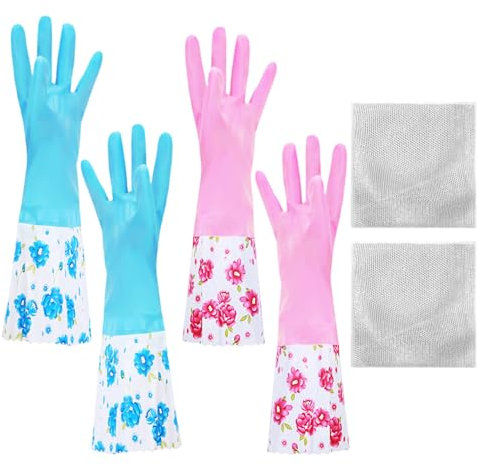 XMNIVATE 2 Pairs Cleaning Gloves - Dust Removal, Kitchen Long Waterproof Household Gloves