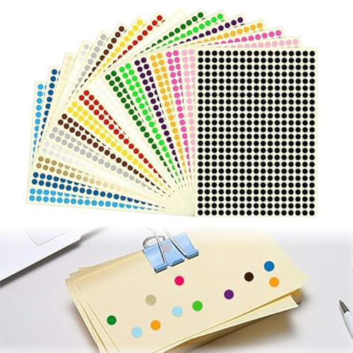 4160 Stück Klebepunkte Runde Punktaufkleber Etiketten,Bunte Selbstklebende Klebepunkte Aufkleber 8mm Runde Punktaufkleber 16 Farben Kleine Farbkodierung Etiketten Markierungspunkte zum Beschriften