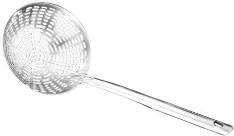 Amosfun Schaumlöffel Mit Langem Griff Seiher Für Küche Nudelsieb Aus Hochwertigem Stahl Handsieb Mit Praktischer Form Kochsieb Für Lebensmittel Schöpfkelle Für Effizientes Schöpfen