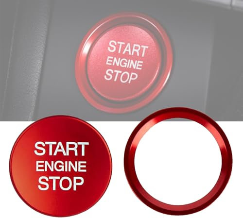 Youzzei Audi Start Stop Knopf Abdeckung, Auto Motor Start Stop Knopf für Audi A4 A5 A6 A7 A8 Q3 Q5 Q7 Startknopf Abdeckung, Verbessert Aluminiumlegierung Dekor audi q5 Aufkleber - Rot