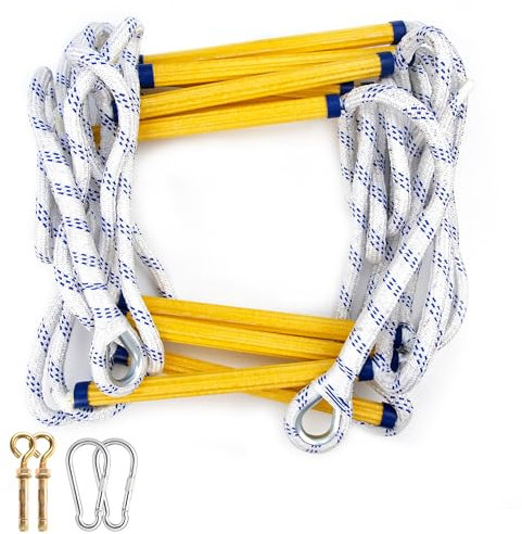 Scala antincendio a 2 piani, scala antincendio resistente alla fiamma, scala a 2 piani, robusta scala di emergenza per secondo piano, scale in corda portatili e riutilizzabili, capacità di carico