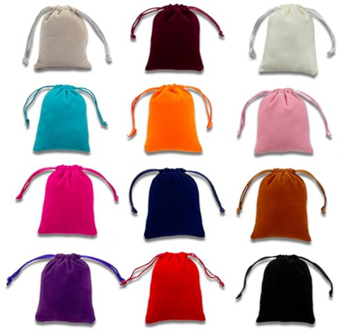 24 sacchetti in velluto con coulisse, Velluto Borse Coulisse Borse Regalo di Favore Festa di Nozze Sacchetti di Caramelle Sacchetti di Gioielli 9X7cm