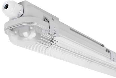 B·LED BARCELONA LED - Écran étanche pour tube LED 60 cm, IP65. Boîtier Étanche G13, Intérieure/Extérieure pour les façades, les résidences, les parkings, les entrepôts, les dépôts.