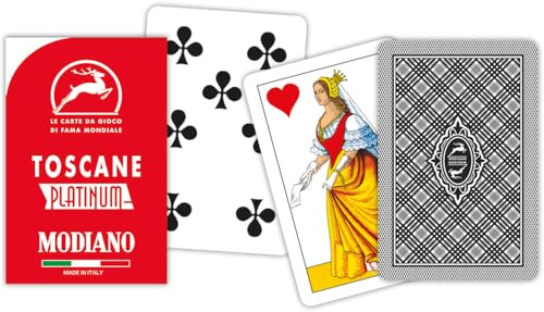 Modiano Toscane Rosso Platinum NOVITÀ – Carte da gioco regionali toscane in plastica 100% – Scopa Briscola Tresette Solitari – 100% Made in Italy