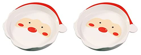 PRETYZOOM 2 Piezas plato navideño navideños christmas fruit bowl plato de servir de navidad de servir de vacaciones llano de porcelana llano de cerámica rojo