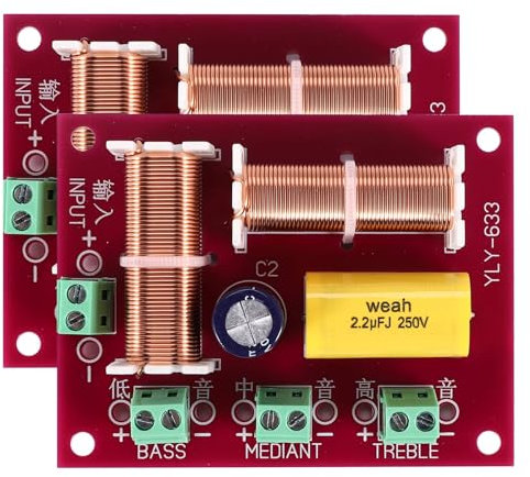 Asyduey 2 Piezas 200W 3 VíAs Altavoz de Audio Crossover Agudos + Medios + Graves Altavoces Cruzados Independientes Divisor de Frecuencia de Filtro
