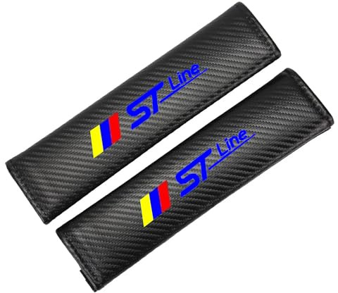 KLHYWEN 2 Pezzi Imbottiture per Cintura Sicurezza Auto per FO-rd ST ST-Line Accessori Styling Interni, Coperture di Protezione per Le Spalle Comfort in Fibra di Carbonio,Blue