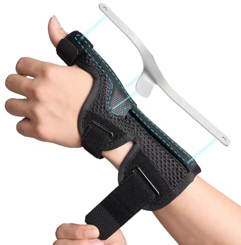 DrFinger Daumenschiene für Rechts & Links, Daumenbandage Spica, Atmungsaktive Daumenorthese Sattelgelenk & Handgelenk, für Blackberry Daumen, Arthritis, Triggerfinger, Männer & Damen- Schwarz (S/M)