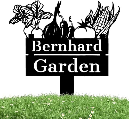 SJZUISL Personalisiertes Gartenschild aus Metall, Personalisiertes Gartenschild für Gartengeschenke im Freien, personalisiertes Straßenschild mit Pfahl, Hausadressennummern für Rasen