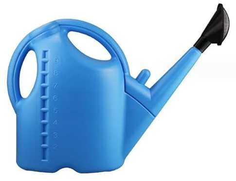Irrigatore in plastica da 3 l, con beccuccio lungo, con coperchio, grande capacità, per innaffiare il giardino, annaffiatoio vintage (blu, taglia unica)