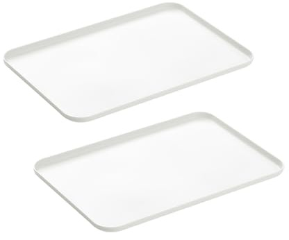 2 Stück Tablett Rechteckig Mittel Tablett Frühstückstablett Fast Food Tabletten Küche Teetablett Weiß Serviertablett Wiederverwendbar für Küche Café