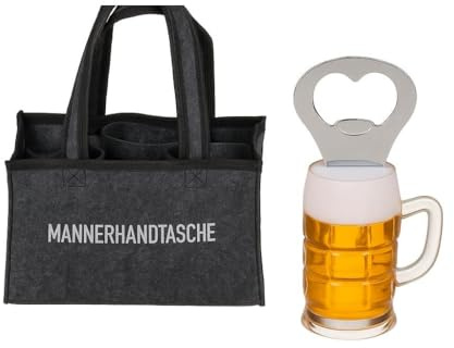 Out of the blue Handtasche für 6 Bierflaschen Bestickt MÄNNERHANDTASCHE/Maße: 24 x 14 x 16 cm (Tasche + Bierglas Öffner)
