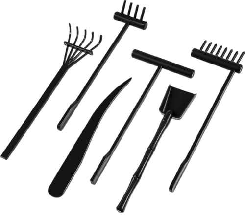 Ppmter Lot De 6 Mini Râteaux De Jardin Zen, Outils De Jardinage Zen À Faire Soi-même pour Le Bureau, Accessoires De Jardinage pour Méditation, Décoration Feng Shui