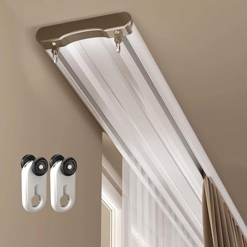 Doppio sistema di binario per tende, silenzioso e liscio, facile da installare, asta per tende a 2 corsie per balcone, ufficio, hotel, cliniche (bianco, 2 m)