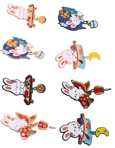 WRITWAA 8 Épingles en Alliage de Zinc de Lapin Cartoon, Épingles Mignonnes pour Vêtements et Châles, pour Événements Formels et Célébrations Spéciales