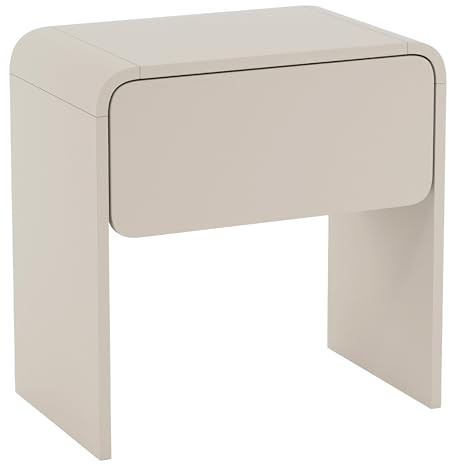 Selsey Moderner Nachttisch 50 cm mit Schublade im eleganten Kaschmirton Deal fürs Schlafzimmer. Robuste PVC-Kanten, skandinavisches Design und praktischer Stauraum für Bücher, Brille und Accessoires.