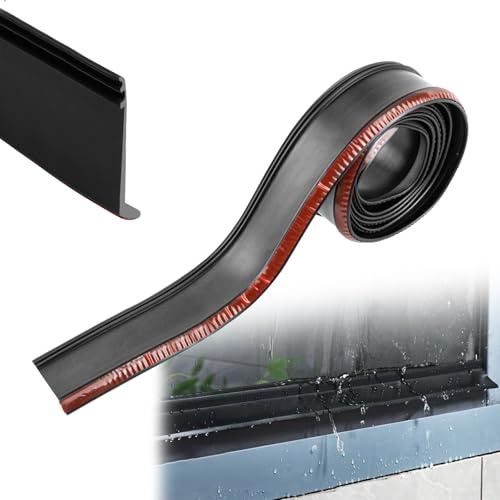 Isolation Porte de Garage, Bas de Porte Anti Pluie Joint Porte Entree, Joint Caoutchouc Autocollant Universel 5cm x 2m pour Fenêtres et Portes Protection contre Courant d'Air