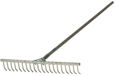 Rastrello in Alluminio 20 Denti – Attacco Regolabile + Manico in Legno 180 cm – Ideale per Fieno e Tappeti Erbosi