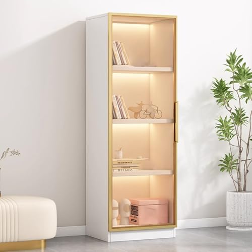 Vitrina de esquina de alta capacidad con puertas de cristal – Nizer alto para coleccionables, elegante sala de estar, solución de almacenamiento que ahorra espacio, elegante decoración del hogar