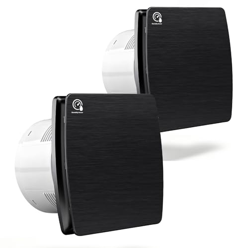 2 ventiladores de baño de 150 mm con sensor de humedad y seguimiento, ventilador extractor silencioso de 240 m³/h [IPX4-18W-35 dB] ventilador de baño con temporizador y válvula antirretorno, para baño