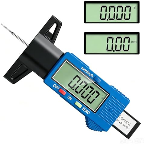 Misuratore di profondità del battistrada degli pneumatici, 0-25,4 mm, digitale, grande LCD digitale, strumento di misurazione della filettatura dei pneumatici per auto, camion, moto, bici, blu