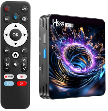 Android 14.0 TV Box,Support 2.4/5.0GHz WiFi 10/100M Ethernet BT5.4 4K H.265 | HS89 PRO 15 Smart TV Box with 2GB RAM 16GB ROM RK3539 Quad-Core 64bit Cortex-A55 @1920MHz 3D DLNA HDMI2.1 USB3.0 Voice Remote