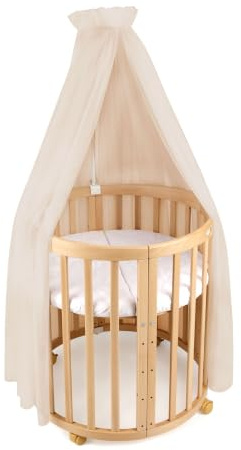 waldin Baldachin Betthimmel aus Tüll mit Himmelstange ohne Bett | für Babybett und Wiege, Weicher Stoff, Höhe ca. 155 cm, OEKO TEX Standard 100, Farbe Beige