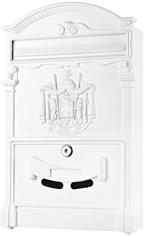 Melko Briefkasten Aluguss Postkasten antik 25,5 x 8,6 x 41 cm Wandbriefkasten mit A4 Einwurf-Format