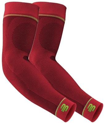 BAUERFEIND, 1 Paar Sport Kompressions-Armbandagen, Unisex, Rechts und links tragbar, Für Ball- und Ausdauersportarten, Stärkung der Muskulatur, Gr. XL lang, Rot, 29355013500034