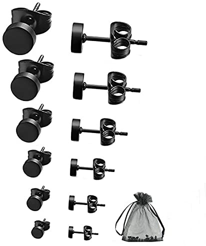 Edelstahl Ohrstecker, 6 Pairs 3mm-8mm Ohrstecker Herren Ohrringe Damen Runde Ohrstecker