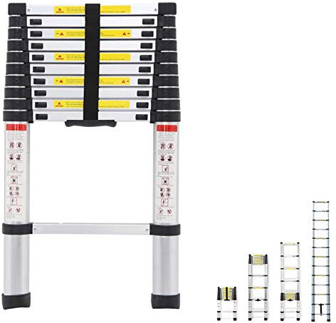 Ladders Extendable Telescopic Loft Step Ladder Aluminium 10.5 Feet Collapsible Multi Purpose for Roof Attic Stairs Indoor Outdoor Builder Supplies 150kg Max Load