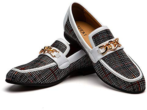 JITAI Mocassini Eleganti da Uomo Moda Scarpe Casual Scarpe Eleganti da Uomo, Bianco 01, 40 EU (7 UK)