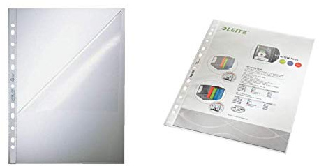 Leitz 47970000 Prospekthülle Standard, A4, PP, genarbt, dokumentenecht, farblos, 100er Packung & Prospekthülle A4, Farblos, Dokumentenechte PP-Folie genarbt, 0,085 mm, 100 er-Pack, 47900000