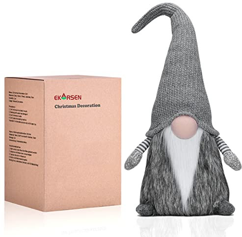 EKARSEN Plüsch Wichtel Gnom Weihnachtsdeko, XL 60cm, Handgemachte süße Skandinavische Tomte, Geschenk für Kinder Weihnachten