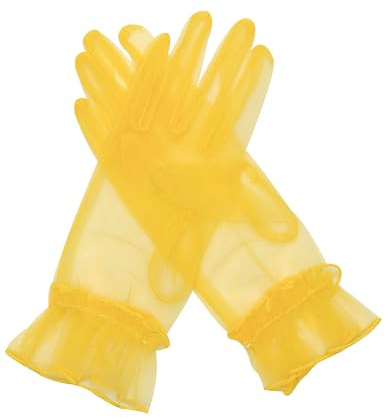 QRBTSCL Women's Ruffled Tulle Mesh Gloves Wedding Party Gloves Short Prom Evening Gloves