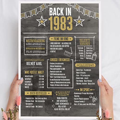 42 Geburtstag Männer & Frauen Holzbild Back in 1983 Chronik personalisierbar zum Hinstellen/Aufhängen opt. beleuchtet, 42 Geburtstag Frau & Mann, 42 Geburtstag Frauen, 42. Geburtstag Frauen & Männer