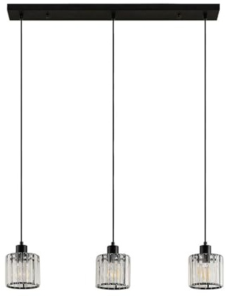 Lindby Pendellampa 'Vella' (modern) i Svart av metaller för vardagsrum/matsal (3 lamor, E27) - Glas pendellampa, matbordslampa, hänglampa