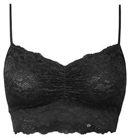 Snocks Spitzen BH - Damen Bustier Spitze, Ohne Bügel, Verstellbare Träger, Elastischer Bund - Angenehm Weiche Material, Sinnliches Design - Gr. M - Farbe Schwarz