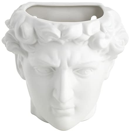 Baroni Home Vaso in Ceramica Pensile Testa di David, Statua Mezzo Busto in Stile Classico, Portapenne, Soprammobile 19X12X19 cm