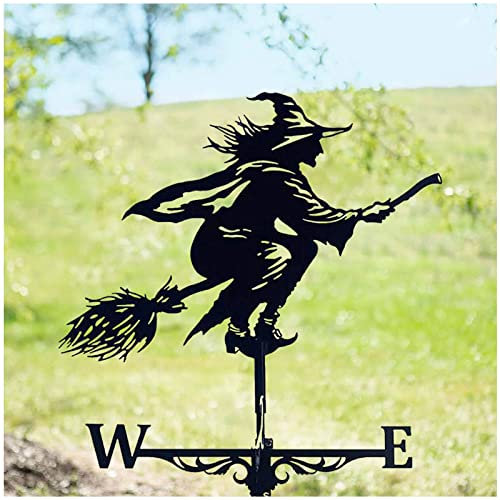 VVLXRIC Wetterfahne Hexe, Wetterhahn FüRs Dach, Hexe aus Gusseisen Dekoration FüR Terrasse, Wetterhahn Dach, für Garten Hof Rasen Halloween Dekoration