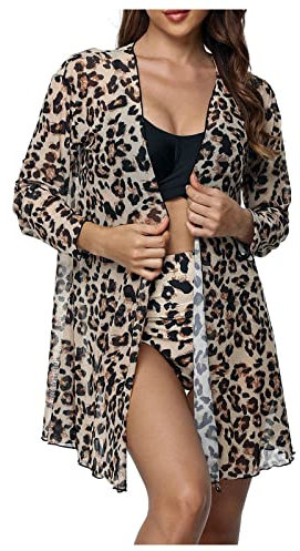 Saymany 3-teilige Anzüge für Damen Badeanzüge Bikini-Sets mit Cover-Ups Strickjacken Damen hawaiianische Bademode Blumendruck rückenfreier Bikini-Badeanzug Bademode-Set Strandponcho