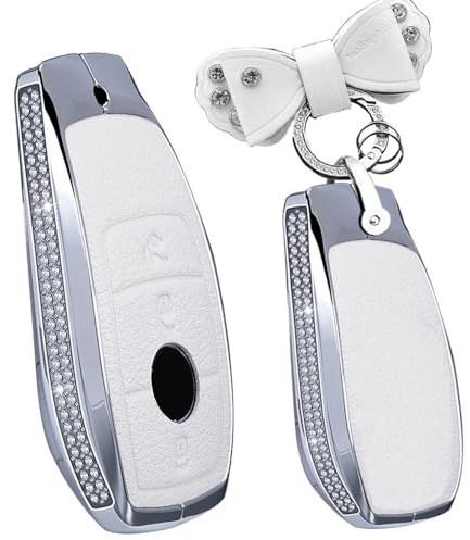 TECART Aluminiumlegierung Autoschlüssel Hülle Passt für Passt für Mercedes Benz A C E S G Klasse GLC CLE CLA W177 W205 W213 W222 S63 AMG Diamond Autoschlüssel Schlüsselcover Zubehör 3 taste