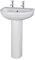 Balterley 555mm Bathroom Sink, Full Pedestal Ceramic Round Bowl Bathroom Wash Basin Sink with Overflow, 2 Tap Hole, Floor Standing Basin Sinks for Cloakroom - 550 x 445 x 845mm (White)